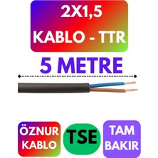Die Grup Tr Öznur 2x1,5 Ttr Kablo, 5 Metre, Siyah