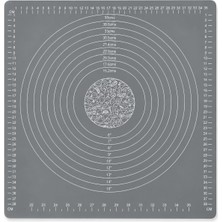 Die Grup Tr 45X65 cm Silikon Hamur Açma Matı, Ölçü Çizgili ve Dairesel Kılavuzlu Büyük Boy Pasta, Pizza, Kurabiye ve Börek Hamuru Hazırlama Matı, Gri