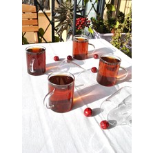 Die Grup Tr 6lı Borosılıkat Cam Kupa Çay Bardak 200 ml Kulplu Çay Bardağı Sade
