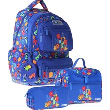 Die Grup Tr Kids Monster(Mavi Renk) Erkek Çocuk Üçlü Ilkokul Okul Çantası Seti/takımı - SETKK-L5404A