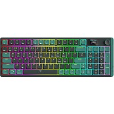 Die Grup Tr S99 Misty Forest Kablosuz Gaming Klavye – Red Switch, 4000MAH Batarya, 3 Modlu Bağlantı (Kablolu, 2.4g, Bluetooth), Tft Ekran, Rgb, Pbt Tuş, Ingilizce Q