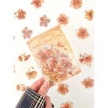 Die Grup Tr Vintage Romantic Floral Altın Yaldızlı Turuncu Çiçekler 20 Adet Sticker Seti/etiket/çıkartma