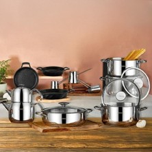 Die Grup Tr 17 Parça Astral Cool Indüksiyon Uyumlu Paslanmaz Çelik Tencere & Sahan Çeyiz Seti