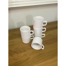 Die Grup Tr 8 cm Stackable Çay Fincanı 6 Adet Beyaz