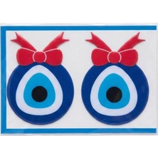 Die Grup Tr Kurdeleli Büyük Nazar Boncuğu Sticker - 2 Adet, 7x9.5 Cm, Güçlü Yapışkanlı Koruyucu Göz Etiketi, Dekoratif Oto ve Eşya Süsü