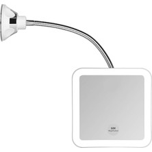 Die Grup Tr Kare Esnek Gooseneck LED Işıklı 10X Büyüteçli Makyaj Aynası, Güç Kilitleme Vantuz, Parlak Dağınık Işık, 360 Derece Döner, Taşınabilir Akülü Seyahat ve Ev Banyo Makyaj Aynası
