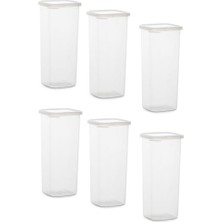Die Grup Tr 5341 6lı Etiketli Kare Un Erzak Bakliyat Saklama Kabı Takımı Seti 1.70 Lt - Şeffaf