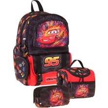 Die Grup Tr Kids Rust Eze(Kırmızı - Siyah Renk) Erkek Çocuk Üçlü Ilkokul Okul Çantası Seti/takımı - SETKK-L5399A