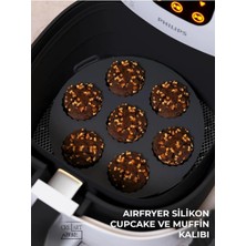 Die Grup Tr Airfryer Kek-Muffin-Cupcake Pişirme Kalıbı Siyah- Airfryer Pişirme Kağıdı Silikon- Bpa Free