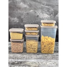 Die Grup Tr 7 Li Plastik Vakum Kapaklı Saklama Kabı Erzak Bakliyat Kavanoz Peggy Set 400-800-1150-1500-3200 ml