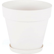 Die Grup Tr Yalı Saksı Dekoratif Tabaklı Saksı 3 Litre Kirli Beyaz Renk