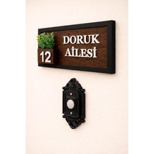 Die Grup Tr Kişiye Özel Ahşap Kapı Isimliği Çiçekli Antrasit – 10X20 cm Mdf Dekoratif Kapı Tabelası (Ceviz)