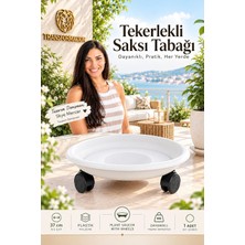 Die Grup Tr Tekerlekli Saksı Tabağı 37 cm Ağır Yük Taşıyıcı Damacana Altlığı Saksı Altı Tekerleği Tablası Beyaz 721051