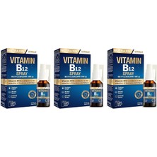 Die Grup Tr Vitamin B12 Sprey 1000 Μg Metilkobalamin, Yüksek Emilim, Vegan Uyumlu, Ağız Yoluyla Takviye Edici Gıda, 15 ml (3 Paketi)
