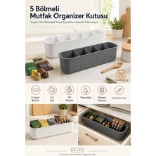 Die Grup Tr 5 Bölmeli Mutfak Organizer Kutusu Gri Beyaz 2li Set Tezgah Üstü Baharatlık Poşet Çay Kahve Kapsülü Düzenleyici Dolap Çekmece Içi Pp Plastik Stand 722441
