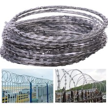 Die Grup Tr Çit Için Galvanizli Tıraş Makinesi Dikenli Tel - Dikenli Tel ve Akordeon Çift Spiral Çelik Alternatif - 50 M Bahçe Güvenlik Çözümü