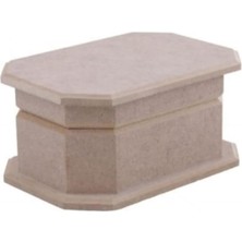 Die Grup Tr Dikdörtgen Sekizgen Küçük Boy Boyasız Ham Ahşap Mdf Kutu, 11X15CM, Bej