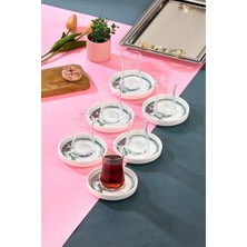 Die Grup Tr 6'li 12 cm Lyon Porselen Çay Tabağı, Beyaz, Mor Çiçek Desen CKR42500
