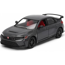 Die Grup Tr Kinsmart 1:36 2024 Honda Civic Type R Çek Bırak Metal Model Araba, Açılabilir Kapılı Spor Araç KT5472D, Siyah