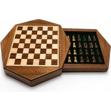 Die Grup Tr Mıknatıslı Ahşap Satranç Takımı Çekmeceli Saklama Kutulu - 16X16CM
