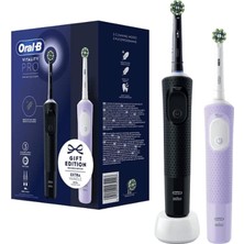 Die Grup Tr Vitality Pro Elektrikli Diş Fırçası/elektrikli Diş Fırçası, 2 Yedek Fırça Başlıklı Ikili Paket, Diş Bakımı Için 3 Temizleme Modu, Erkek/kadın Hediyesi, Braun Tasarımı, Siyah/mor