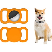 Die Grup Tr Airtag ile Uyumlu Silikon Kılıf Kedi Köpek Tasmasına Takılabilir Kapalı Düşmez Kopmaz Yıkanabilir (Hardal)