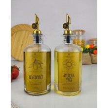 Die Grup Tr Lombardino 2'li Zeytinyağı ve Sıvıyağ Şişesi Otomatik Kapak Gold Etiketli Yağdanlık 500 ml C1-1-289
