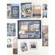 Die Grup Tr Vintage Global Travel Seyahat Temalı 154 Parça Dopdolu Journal Scrapbook Seti/defter/washi
