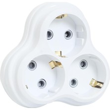 Die Grup Tr 3lü Papatya Golyat Fiş, Üçlü Topraklı Priz Duvar Tipi Çoklayıcı Fiş, 16A 250 Volt, Max 3600 Watt (Beyaz)
