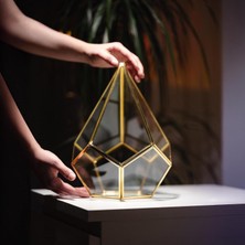 Die Grup Tr 31X22X2CM Pirinç Gold Geometrik Teraryum Cam Fanus Takı Aksesuar Çikolata Kutusu