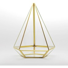 Die Grup Tr 27X21X21CM Pirinç Gold Geometrik Teraryum Cam Fanus Takı Aksesuar Çikolata Kutusu