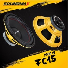 Soundmax SX-FC15 2000WATT 600RMS 38CM Subwoofer Yüksek Güç ve Dökme Alüminyum Sepet Özelliği