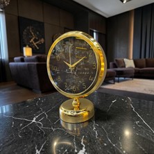 Die Grup Tr Sleepnova Gold Marble Altın Renk Çerçeveli Siyah Mermer Desenli Masa Saati