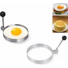 Die Grup Tr Kalp,yıldız,yuvarlak Şekilli Yumurta Kalıbı Saplı – Saplı Omlet ve Pancake Şekillendirici Kalıp | Yapışmaz Tavaya Uyumlu, Burger, Sandviç, Omlet ve Pancake Için Pişirme Halkası (Yuvarlak)
