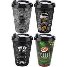 Die Grup Tr Kapaklı Kahve Bardağı Pratik Kullanımlı Plastik Kahve & Çay Kupası Sıcak Içecek Bardakları Hot Drinks Kabı (650 Ml, 4'lü Set)