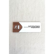 Die Grup Tr Acil Çıkış Kapı Tabelası – Mdf Acil Durum Yönlendirme Levhası | 19X7 cm Çift Katmanlı