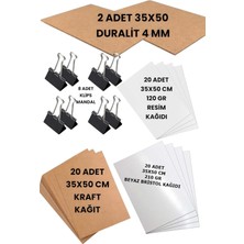 Die Grup Tr 35X50 cm Duralit Çizim Kağıtları Seti Kraft Bristol Resim Kağıdı Klips