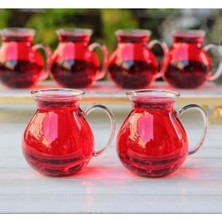 Die Grup Tr Keyf-I Ala 6'li Borosilikat Cam Kulplu Çay Bardağı Seti - Isıya Dayanıklı Şeffaf Cam 320 ml