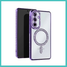 Ny Joy Samsung Galaxy A25 5g Uyumlu Joke Simli Magneticsafe Kılıf - Derin Mor Nyjoybz