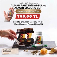 2 x 240 gr Alman Macunu ( 4x4 4’lü Yeşil Kapsül Hediyesiyle ) Keçiboynuzu Pekmezli Ballı Ginsengli Polenli Macun Güç ve Kuvvet Doğal Panax Ginseng İçerikli Besin