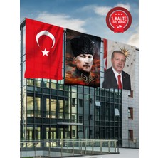 Türk Bayrağı + Atatürk Posteri + Recep Tayyip Erdoğan Posteri  - 800X1200 cm (3'lü Set)