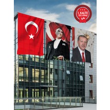 Türk Bayrağı + Atatürk Posteri + Recep Tayyip Erdoğan Posteri - 100X150 cm (3'lü Set)