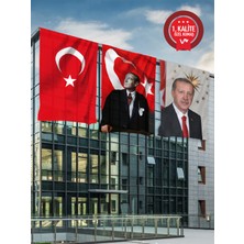 Türk Bayrağı + Atatürk Posteri + Recep Tayyip Erdoğan Posteri - 400X600 cm (3'lü Set)