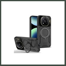 Bezos Redmi Note 14 Pro Plus Uyumlu Kılıf Joy Lens Standlı Kapak - Siyah Nhr