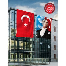  Türk Bayrağı + Atatürk Posteri - 70X105 cm (2'li Set)