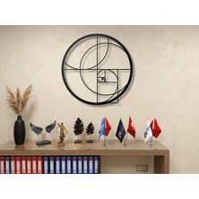 Mova Dizayn Modern Metal Altın Oran Tasarım Duvar Tablosu Yuvarlak Fibonacci Salon Ofis Duvar Dekoru