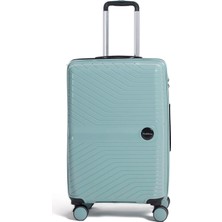 Fabrika Mavi Çekçekli Sert Valiz Fabrika Pp Ice Blue Valiz Orta Boy