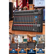Midex Mix DM-12 Deck Mikser 12 Kanal Ses Mikseri (Bluetooth USB Efekt)