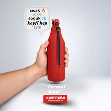 Xpermate 500 ml Fermuarlı Bira Şişesi Kılıfı Neopren Termal Soğuk Tutucu Kırmızı