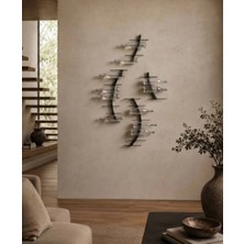 Rack And Cork 24 Şişe Kapasiteli Duvara Monte Şişe Rafı, Modern Minimalist Metal Şişe Rafı, Kavisli Şişe Rafı Duvar Dekoru